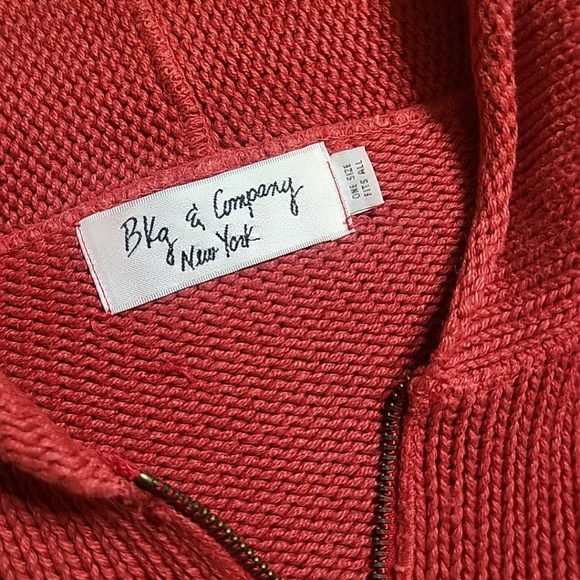 Vintage 90s Y2K Bkg & Company New York Full Zip Up Sweater Red Knit Slouchy - Picture 3 of 9